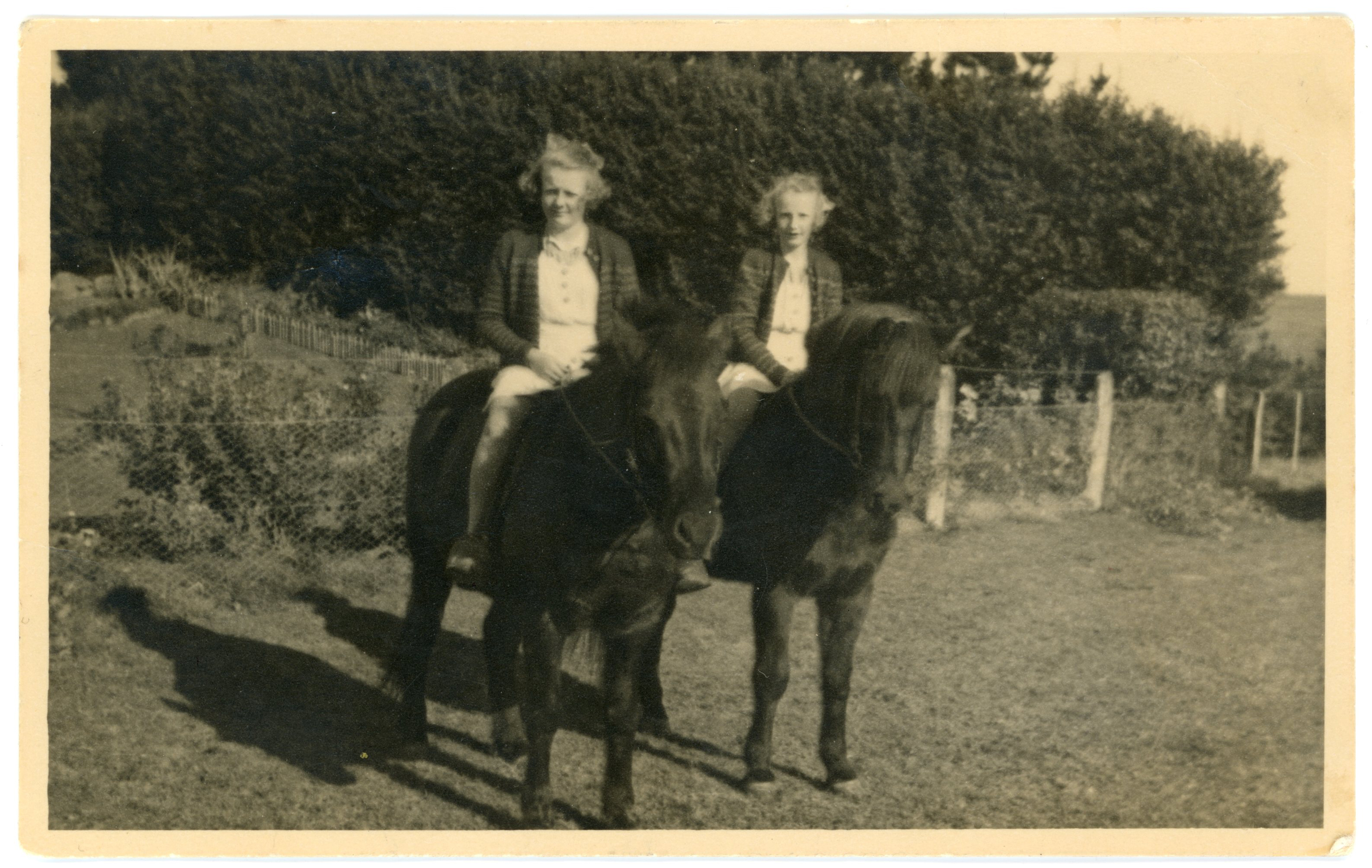 Dorothy (Left) and Robina Bruce (Right) on Their School Ponies